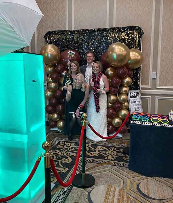 Color changing photo booth in Dallas with customizable LED lighting at an event