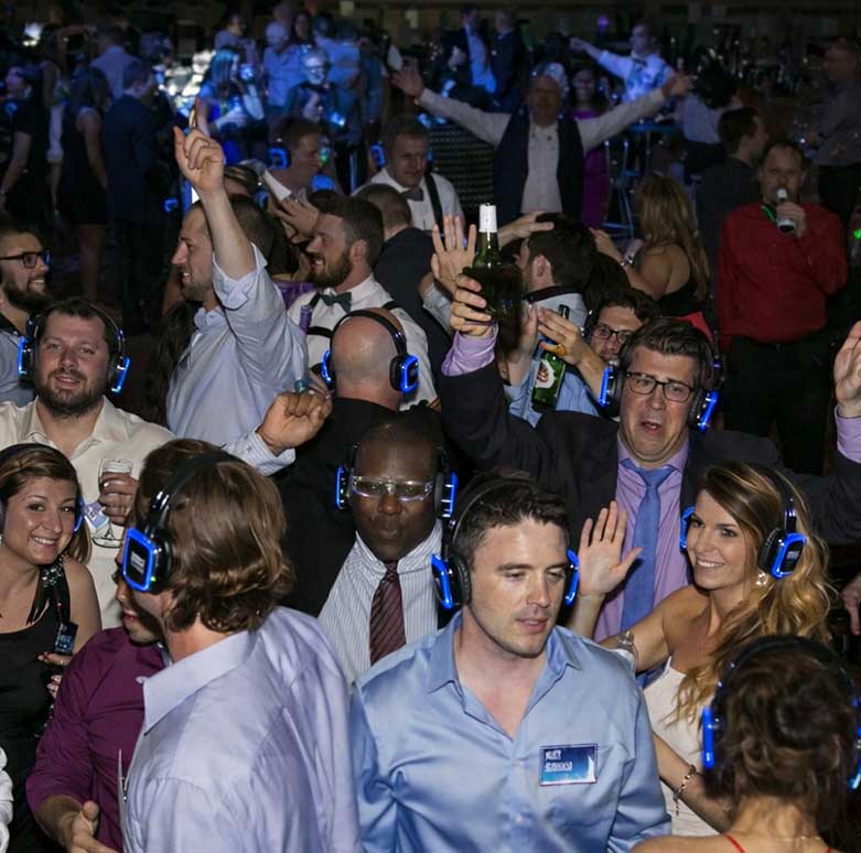 Guests enjoying a silent disco rental event in Dallas Fort Worth